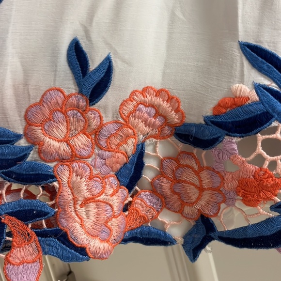 As U Wish White Dress With Blue Pink Purple Embroidered Flowers and Designs - Picture 5 of 7